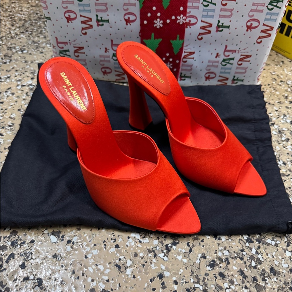 Saint Laurent Bold Red Open-Toe Heels